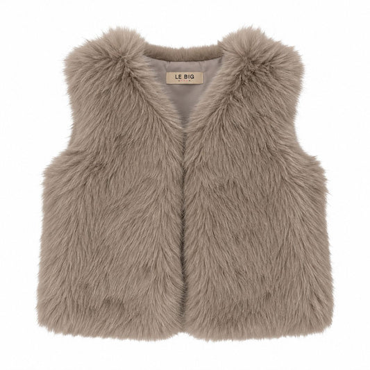 Fake Fur Vest - Taupe