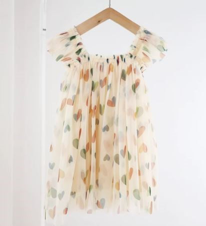 Hearts Tulle Dress Off-White